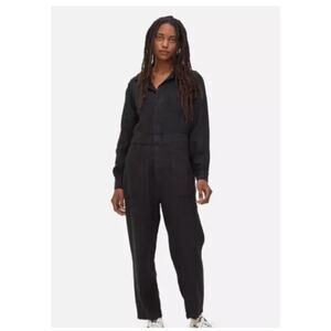 MATE the Label Black 100% Linen Long Sleeve Jumpsuit Sz Small NWT $248 Lagenlook